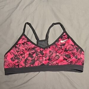 Nike Pink and Black Sports Bra with Supportive Design